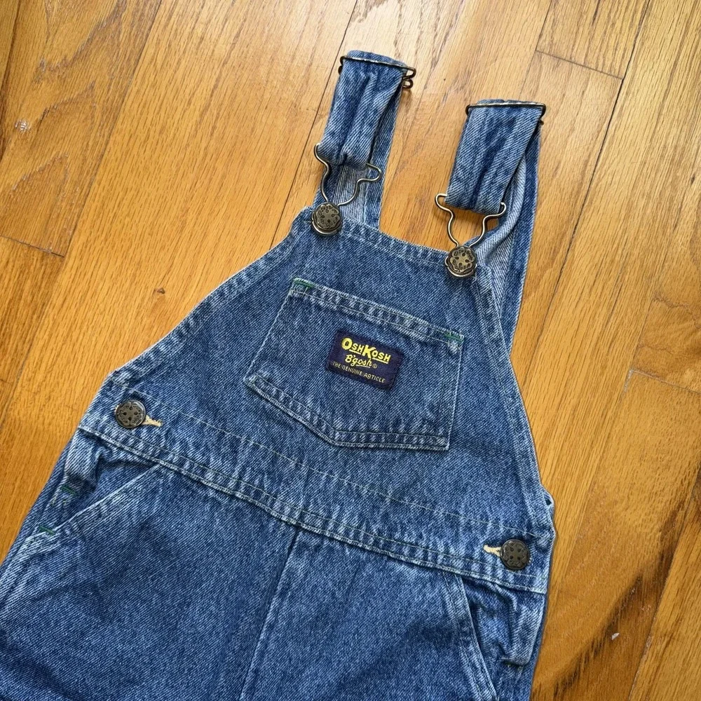 Vintage OshKosh B'gosh Overalls 3T Blue Denim Adjustable Strap Snap Legs Utility